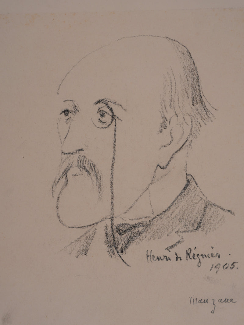 Georges MANZANA-PISSARRO : Portrait de Henri de Régnier jeune, Dessin original signé