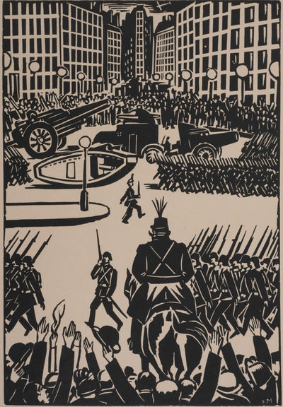 Frans MASEREEL : La parade militaire, Gravure originale signée