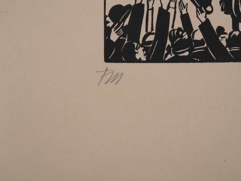 Frans MASEREEL : La parade militaire, Gravure originale signée