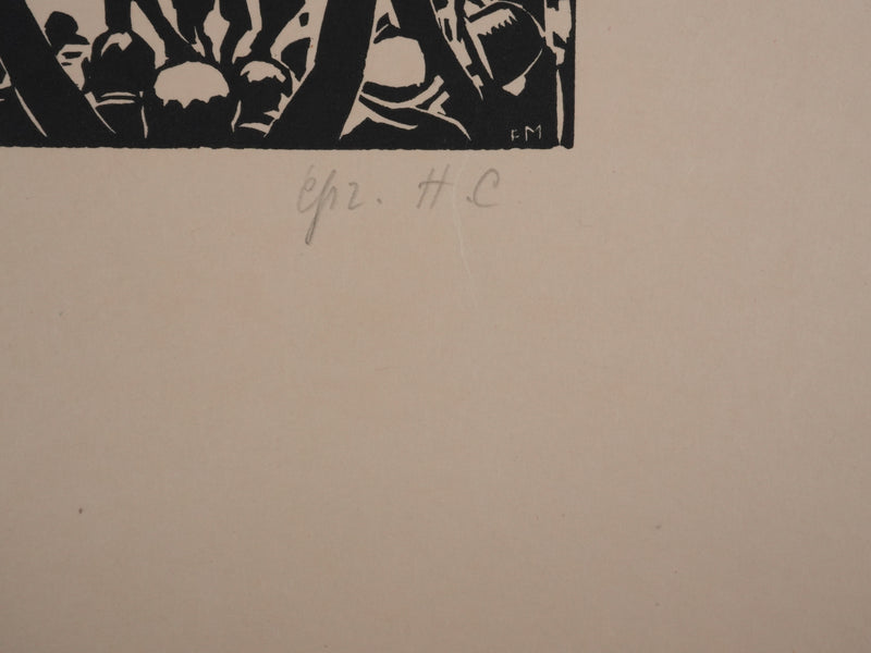 Frans MASEREEL : La parade militaire, Gravure originale signée