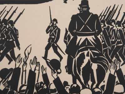 Frans MASEREEL : La parade militaire, Gravure originale signée