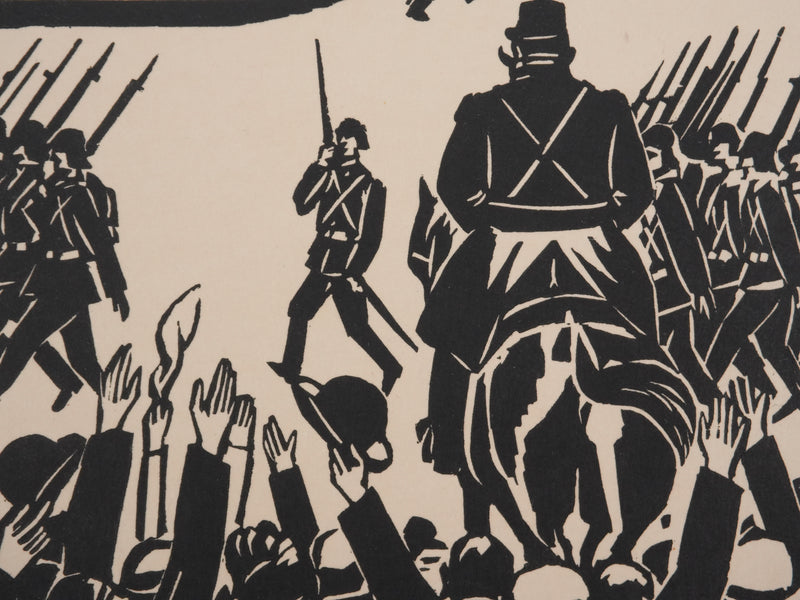 Frans MASEREEL : La parade militaire, Gravure originale signée
