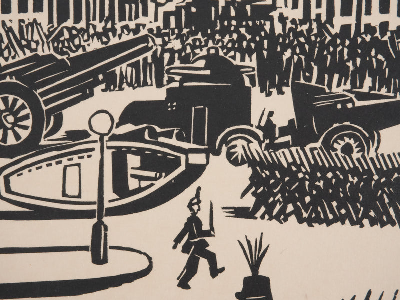 Frans MASEREEL : La parade militaire, Gravure originale signée