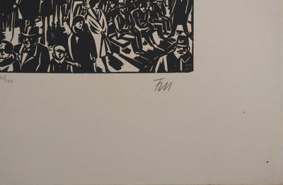 Frans MASEREEL : Les vitrines nocturnes, Gravure originale signée