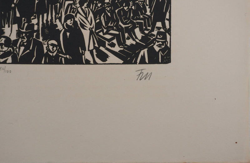 Frans MASEREEL : Les vitrines nocturnes, Gravure originale signée