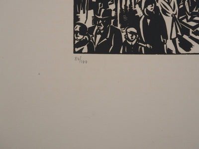 Frans MASEREEL : Les vitrines nocturnes, Gravure originale signée