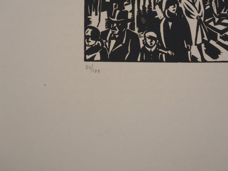 Frans MASEREEL : Les vitrines nocturnes, Gravure originale signée