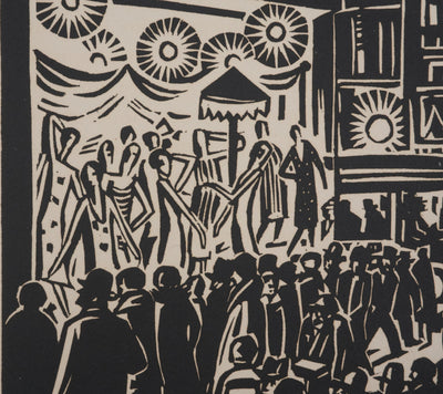 Frans MASEREEL : Les vitrines nocturnes, Gravure originale signée