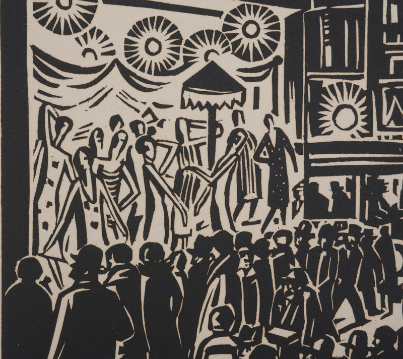 Frans MASEREEL : Les vitrines nocturnes, Gravure originale signée