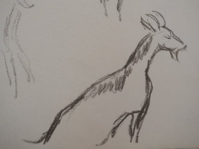 Georges MANZANA-PISSARRO : Les chèvres de la ferme, Dessin original