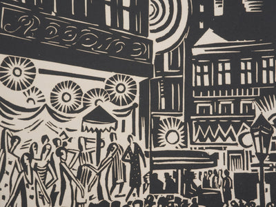 Frans MASEREEL : Les vitrines nocturnes, Gravure originale signée
