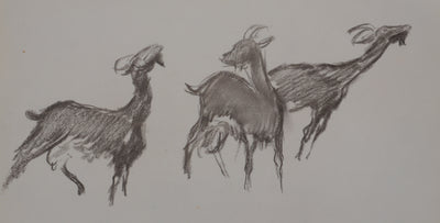 Georges MANZANA-PISSARRO : Les trois petites chèvres, Dessin original