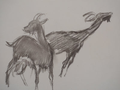 Georges MANZANA-PISSARRO : Les trois petites chèvres, Dessin original