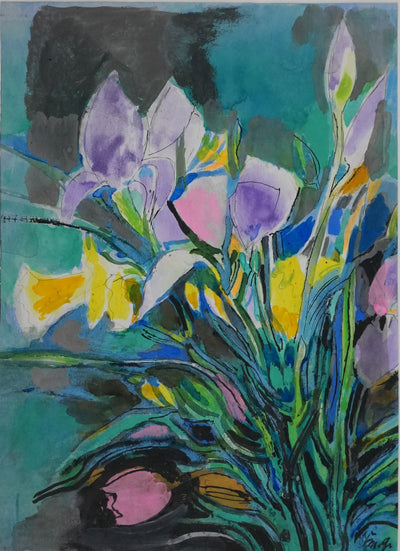 Maurice GENIS : Le bouquet de tulipe, Dessin original signé