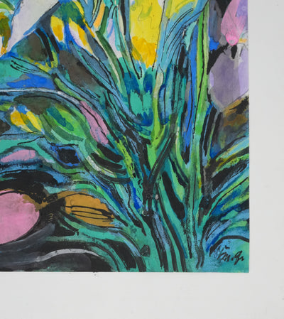 Maurice GENIS : Le bouquet de tulipe, Dessin original signé