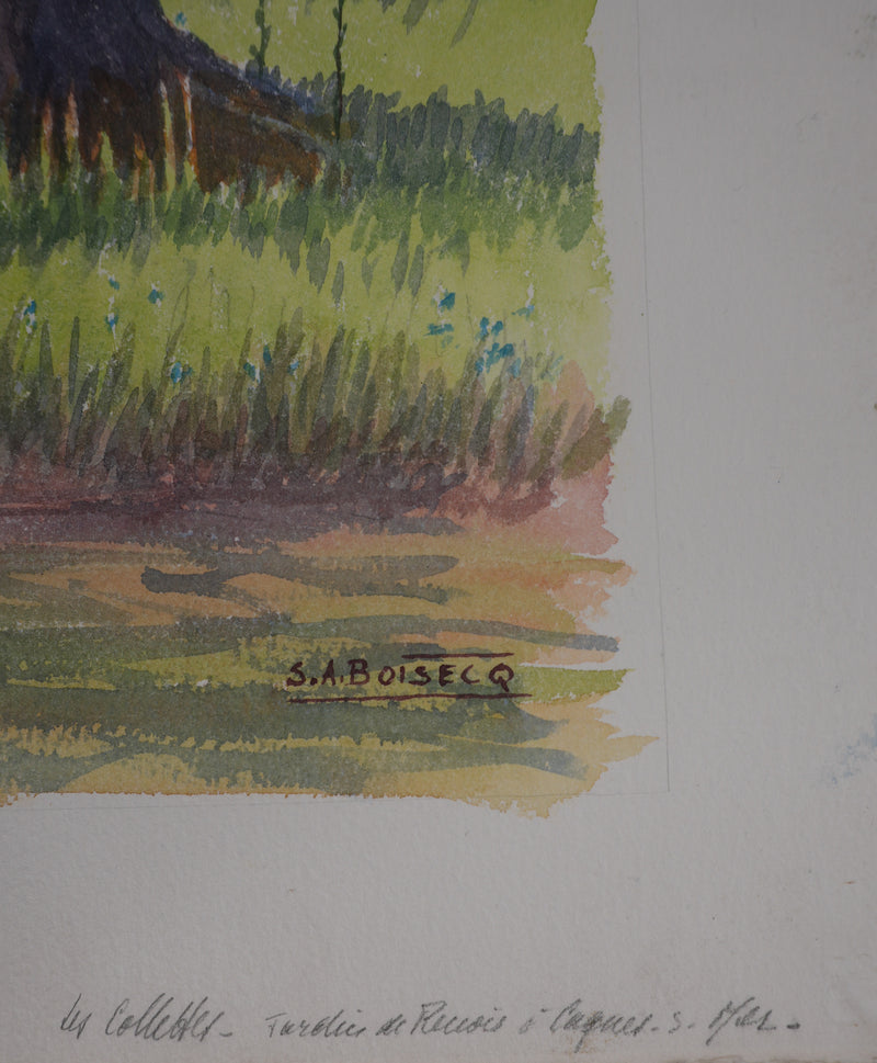 Salomon Alfred BOISECQ : Jardin à Cagnes-sur-Mer, Aquarelle originale signée