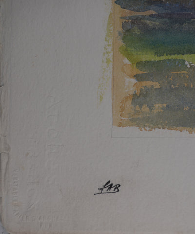 Salomon Alfred BOISECQ : Jardin à Cagnes-sur-Mer, Aquarelle originale signée