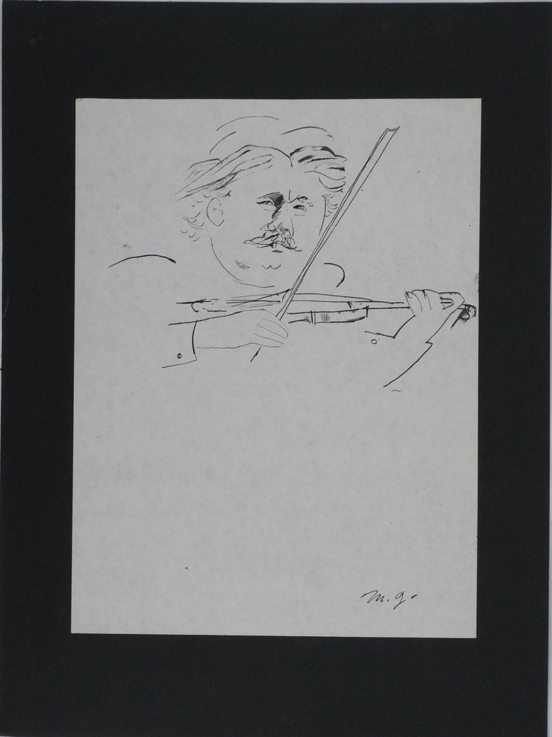 Maurice GENIS : Le violoncelliste, Dessin original signé