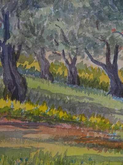 Salomon Alfred BOISECQ : Jardin à Cagnes-sur-Mer, Aquarelle originale signée