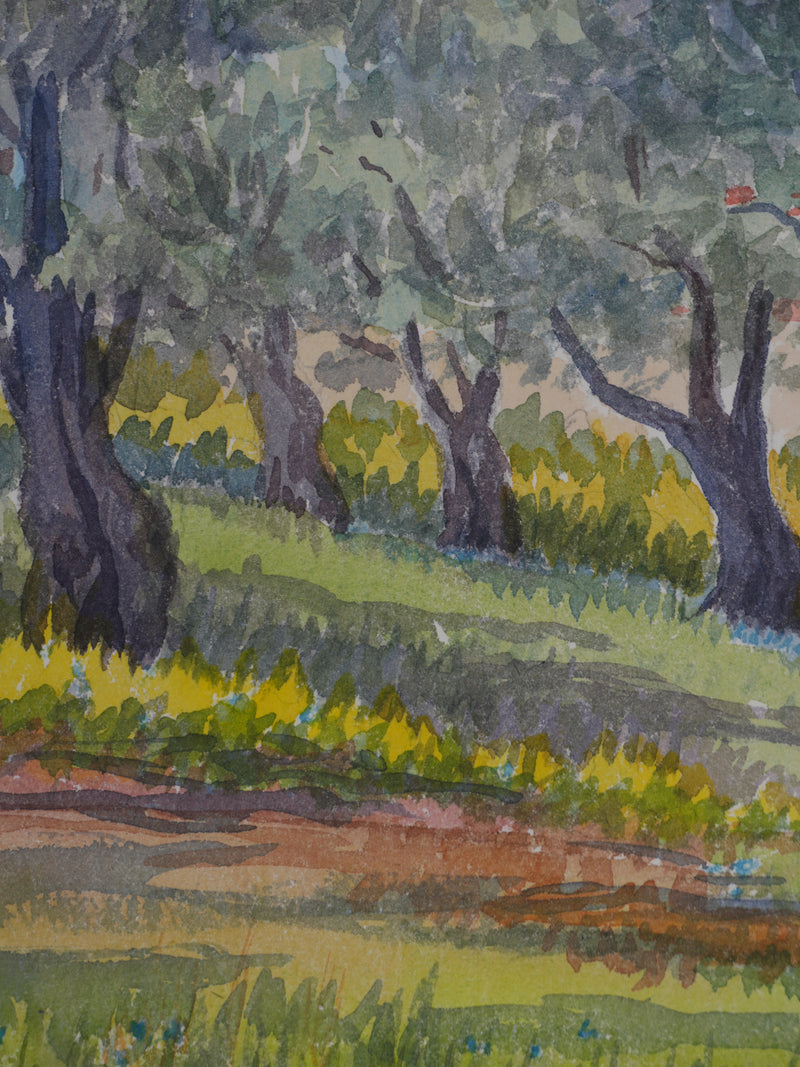 Salomon Alfred BOISECQ : Jardin à Cagnes-sur-Mer, Aquarelle originale signée
