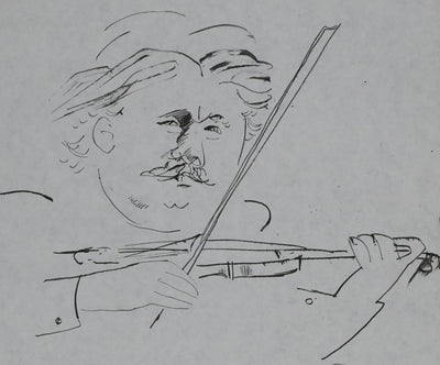 Maurice GENIS : Le violoncelliste, Dessin original signé