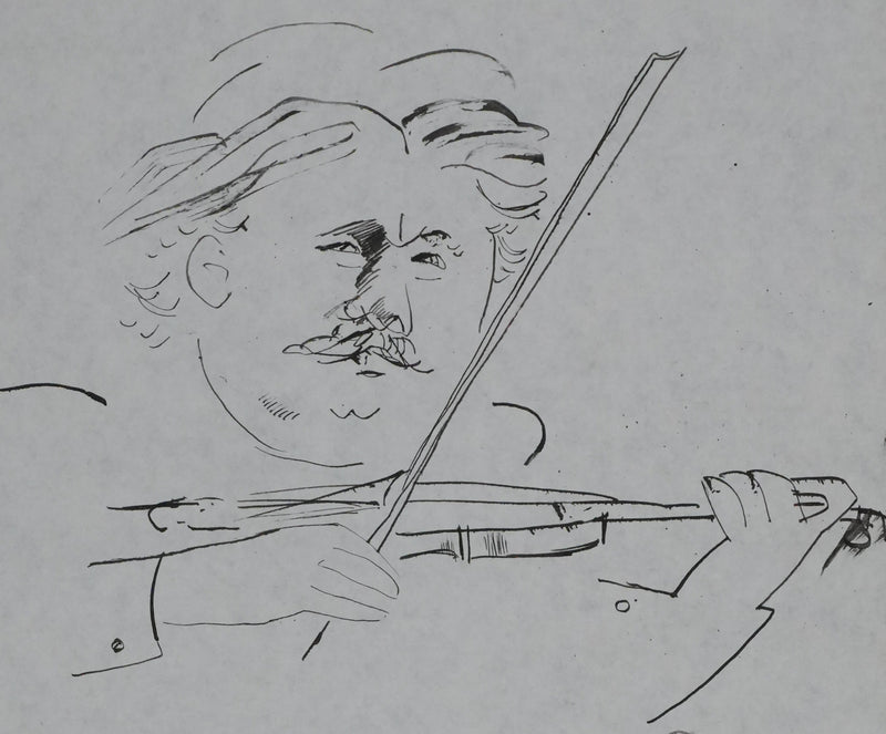 Maurice GENIS : Le violoncelliste, Dessin original signé
