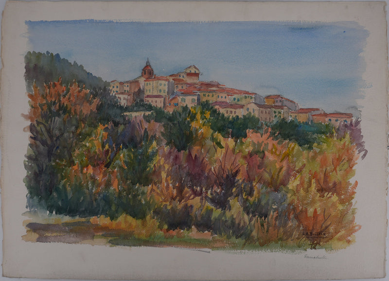 Salomon Alfred BOISECQ : Ramatuelle en automne, Aquarelle originale signée