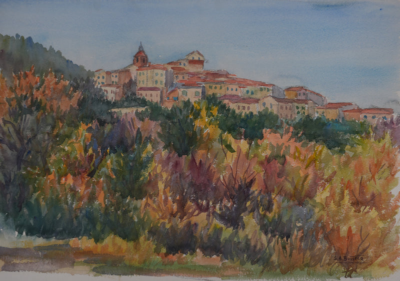 Salomon Alfred BOISECQ : Ramatuelle en automne, Aquarelle originale signée