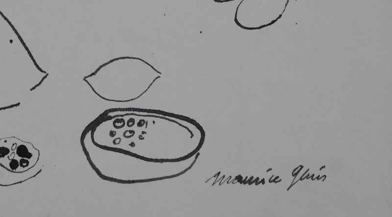Maurice GENIS : Nature morte aux fruits exotiques, Dessin original signé