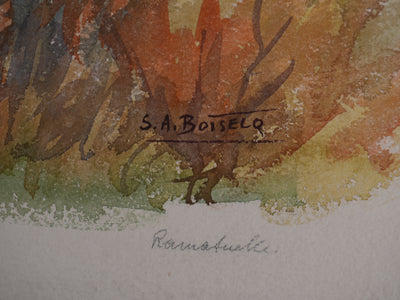 Salomon Alfred BOISECQ : Ramatuelle en automne, Aquarelle originale signée