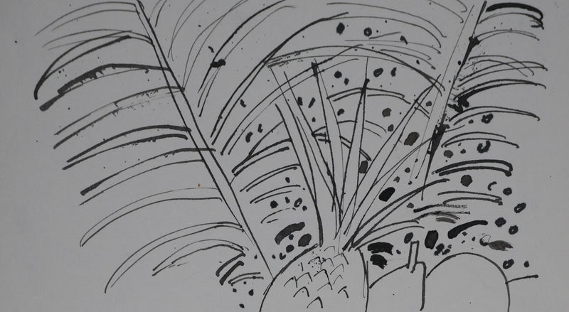 Maurice GENIS : Nature morte aux fruits exotiques, Dessin original signé