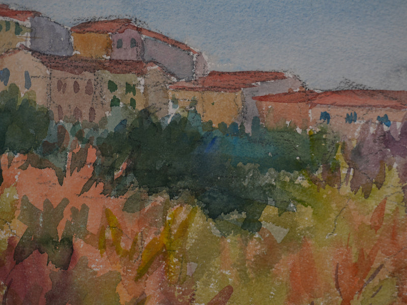 Salomon Alfred BOISECQ : Ramatuelle en automne, Aquarelle originale signée