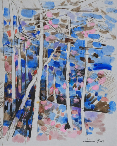 Maurice GENIS : Paysage hivernal, Dessin original signé