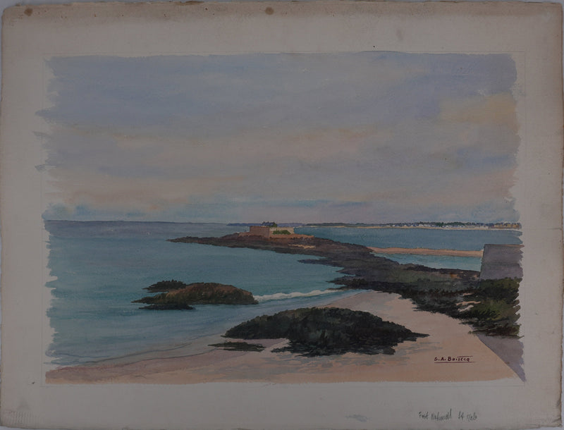 Salomon Alfred BOISECQ : Fort de Saint-Malo, Aquarelle originale signée