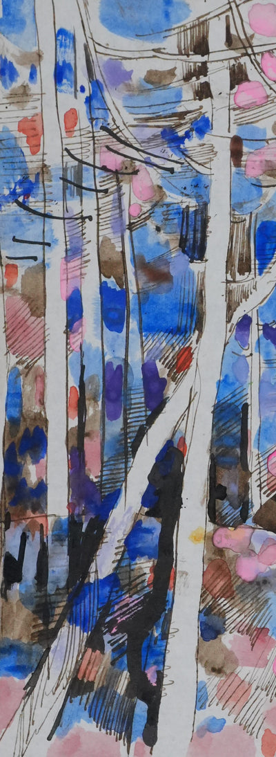 Maurice GENIS : Paysage hivernal, Dessin original signé