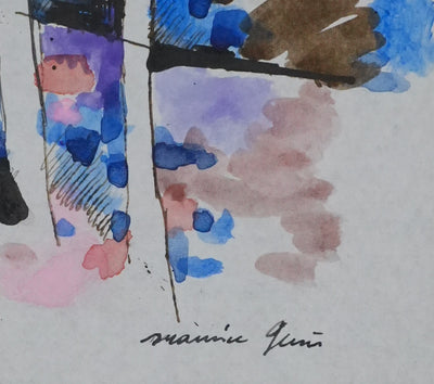 Maurice GENIS : Paysage hivernal, Dessin original signé