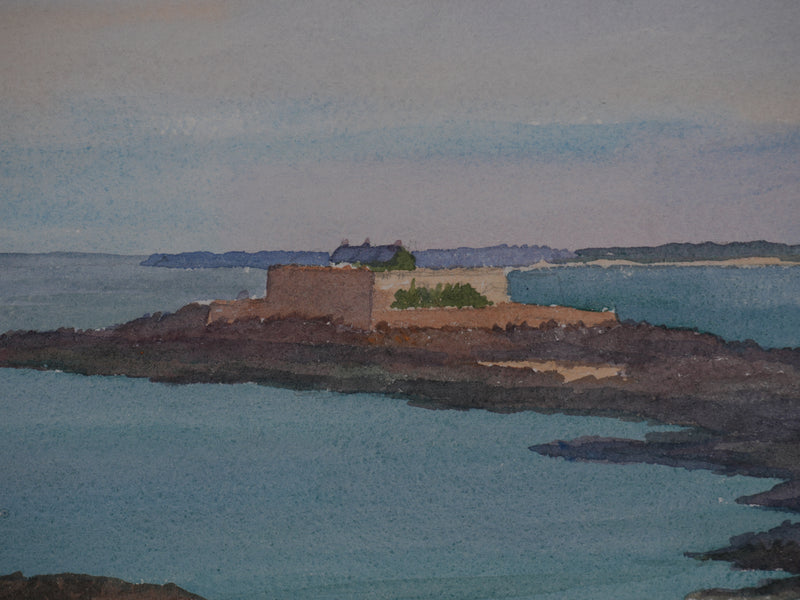 Salomon Alfred BOISECQ : Fort de Saint-Malo, Aquarelle originale signée