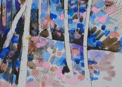 Maurice GENIS : Paysage hivernal, Dessin original signé