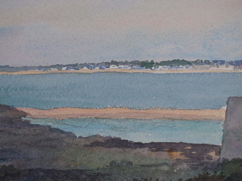 Salomon Alfred BOISECQ : Fort de Saint-Malo, Aquarelle originale signée