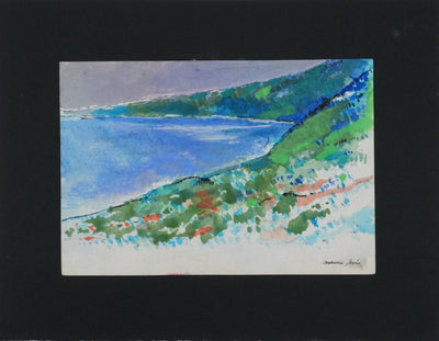 Maurice GENIS : Les collines au bord de mer, Dessin original signé
