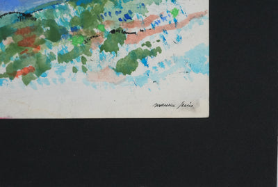 Maurice GENIS : Les collines au bord de mer, Dessin original signé
