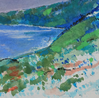 Maurice GENIS : Les collines au bord de mer, Dessin original signé