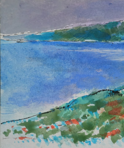 Maurice GENIS : Les collines au bord de mer, Dessin original signé