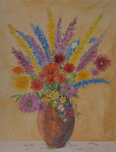 Salomon Alfred BOISECQ : Composition florale, Aquarelle originale signée