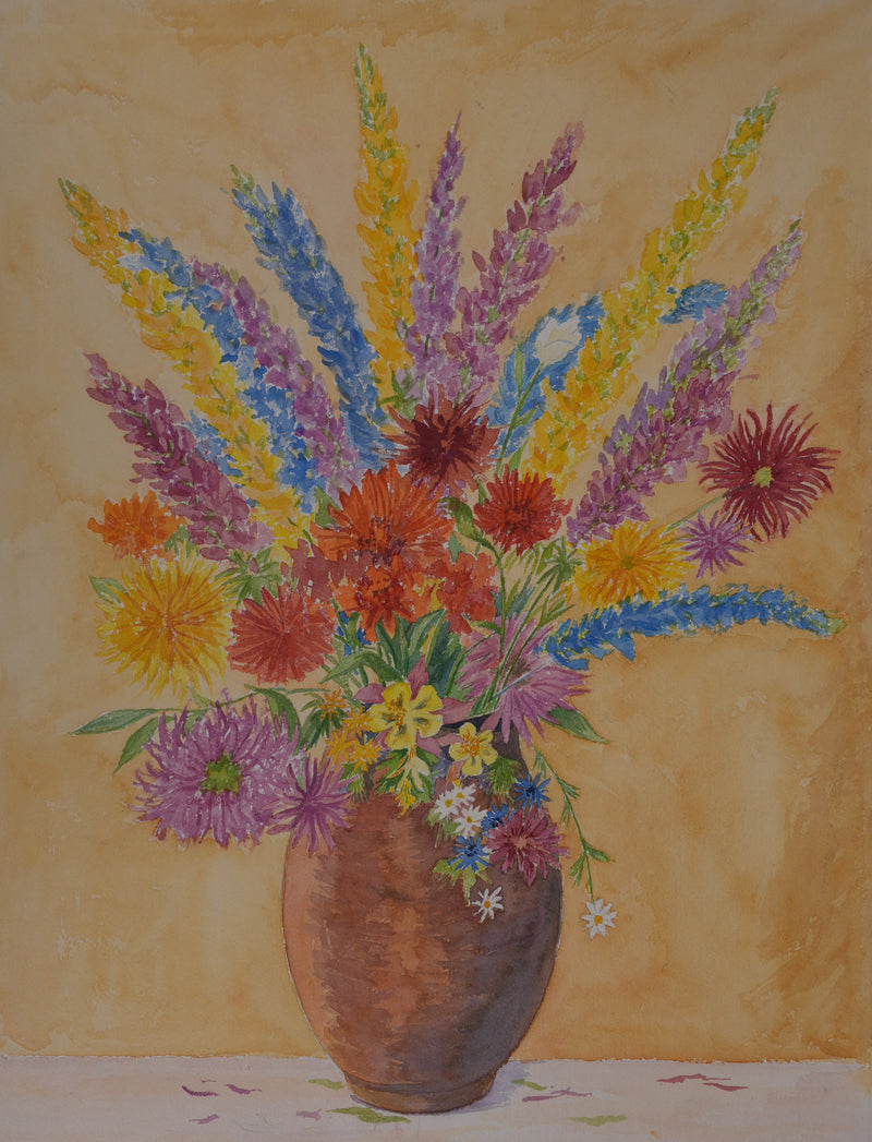 Salomon Alfred BOISECQ : Composition florale, Aquarelle originale signée