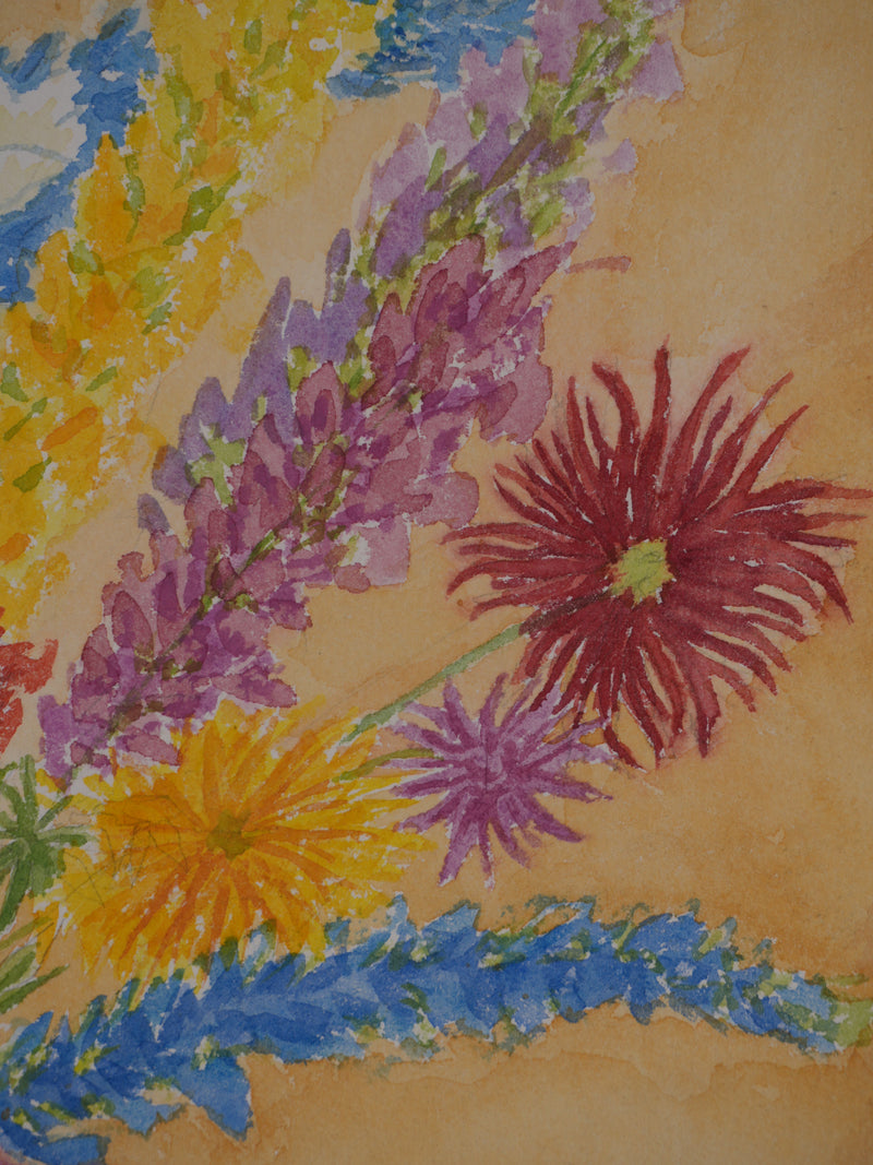 Salomon Alfred BOISECQ : Composition florale, Aquarelle originale signée