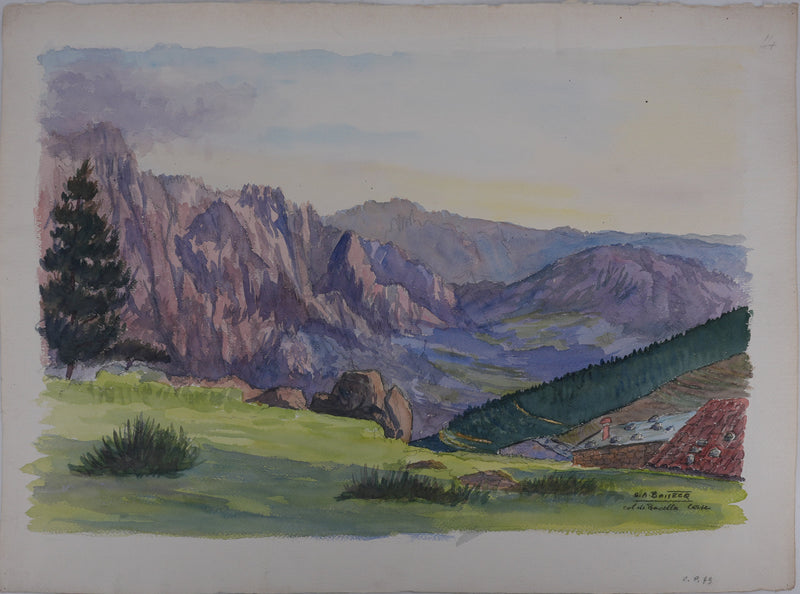 Salomon Alfred BOISECQ : Col de Pietralba, Aquarelle originale signée