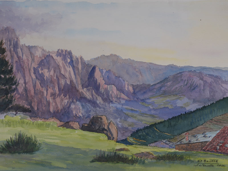 Salomon Alfred BOISECQ : Col de Pietralba, Aquarelle originale signée