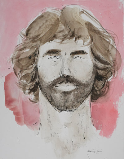 Maurice GENIS : Portrait de l'homme à la barbe, Dessin original signé