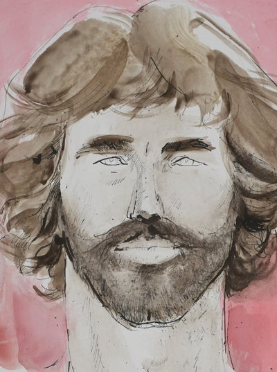 Maurice GENIS : Portrait de l'homme à la barbe, Dessin original signé